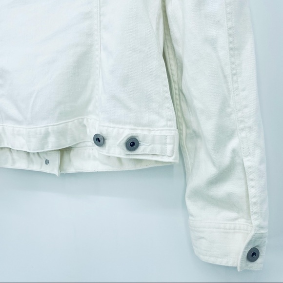 Two by Vince Camuto Jean Jacket White Button Down Front Pockets Denim Coat - Picture 7 of 16